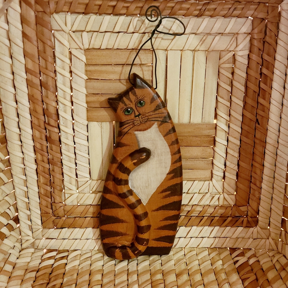 Cat decor handpainted wooden plaque